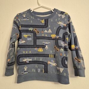 Carter's Boy's Blue Traffic Map Cars Roads Vehicles Pullover Sweatshirt Size 3T